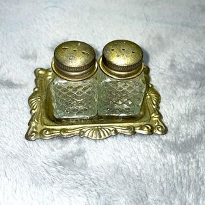 Miniature vintage cut glass salt and pepper shakers Hong Kong